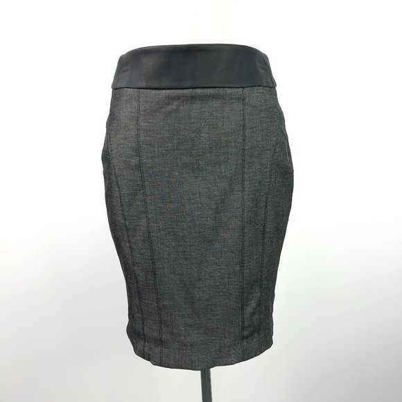 Express Skirts Nwt Express Black Grey Vegan Leather Midi Skirt